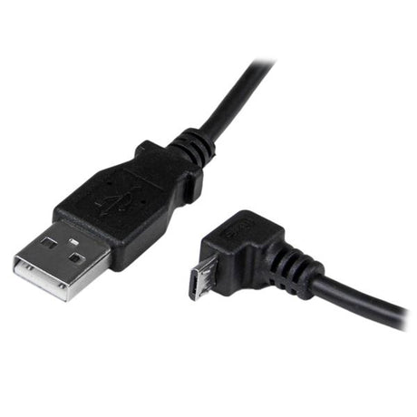 STARTECH 2m Micro USB Cable Cord - A to Down Angle Micro B - Down Angled Micro USB Cable - 1x USB A (M) | 1x USB Micro B (M) - Black (USBAUB2MD)
