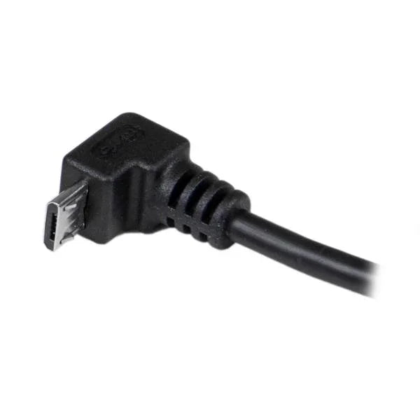 STARTECH 2m Micro USB Cable Cord - A to Down Angle Micro B - Down Angled Micro USB Cable - 1x USB A (M) | 1x USB Micro B (M) - Black (USBAUB2MD)