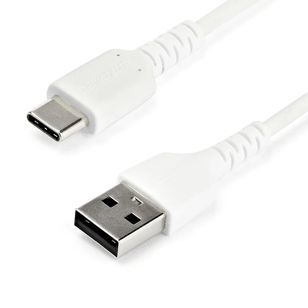 STARTECH 2m USB A to USB C Charging Cable - Durable Fast Charge & Sync USB 2.0 to USB Type C Data Cord - Rugged TPE Jacket Aramid Fiber M|M 3A White - S10 | iPad Pro | Pixel (RUSB2AC2MW) (RUSB2AC2MW)