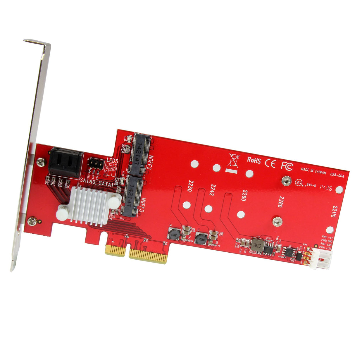 STARTECH 2x M.2 NGFF SSD RAID Controller Card plus 2x SATA III Ports - PCIe - Two Slot PCI Express M.2 RAID Card plus Two SATA Ports (PEXM2SAT3422) (PEXM2SAT3422)