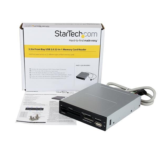 STARTECH 3.5in Front Bay 22-in-1 USB 2.0 Internal Multi Media Memory Card Reader with Simultaneous Access - CF|SD|MMC|MS|xD - Black (35FCREADBK3)