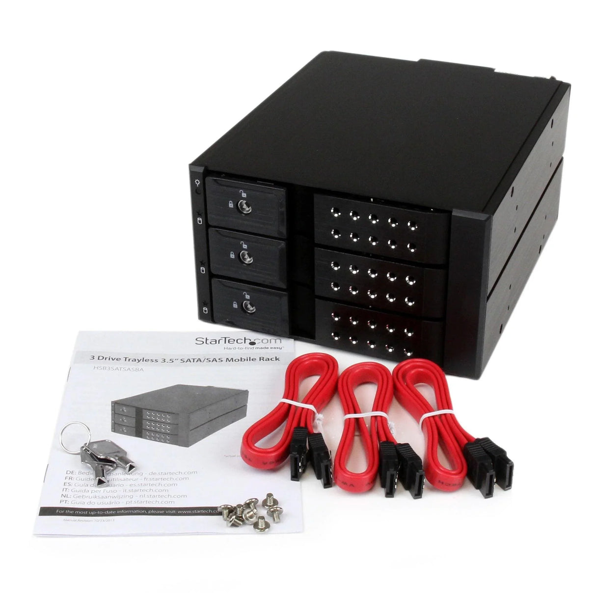 STARTECH 3 Drive Bay Aluminum Trayless Hot Swap Mobile Rack Backplane with Fan & Lock for 3.5in SAS II | SATA III - 6 Gbps Hard Drive (HSB3SATSASBA)