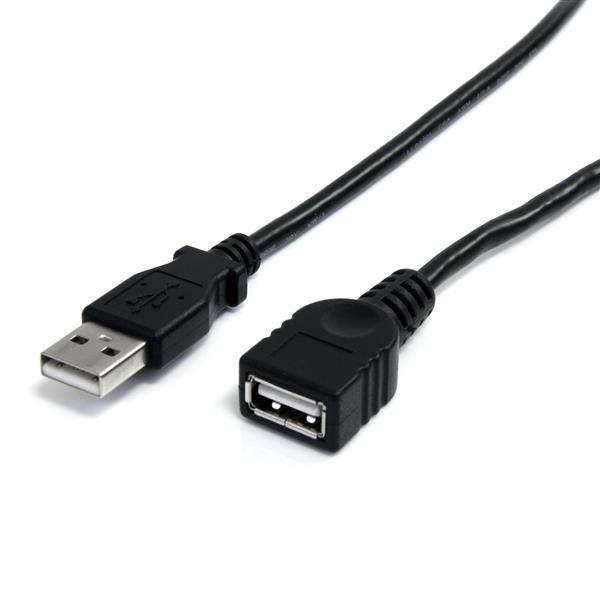 STARTECH 3 ft Black USB 2.0 Extension Cable A to A - M|F - 3 ft USB A to A Extension Cable - 3ft USB 2.0 Extension cord (USBEXTAA3BK)