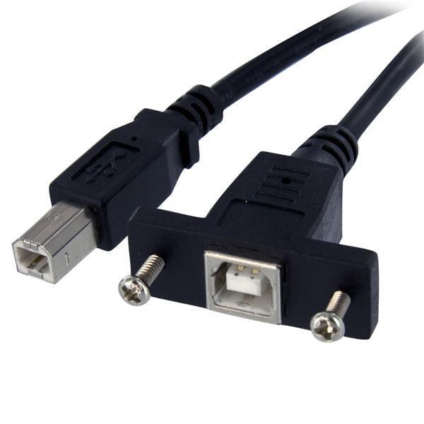 STARTECH 3 ft Panel Mount USB Cable B to B - F|M - Panel Mount USB Extension USB-B Female to USB-B Male Adapter Cable - USB-B (F) Port (USBPNLBFBM3)