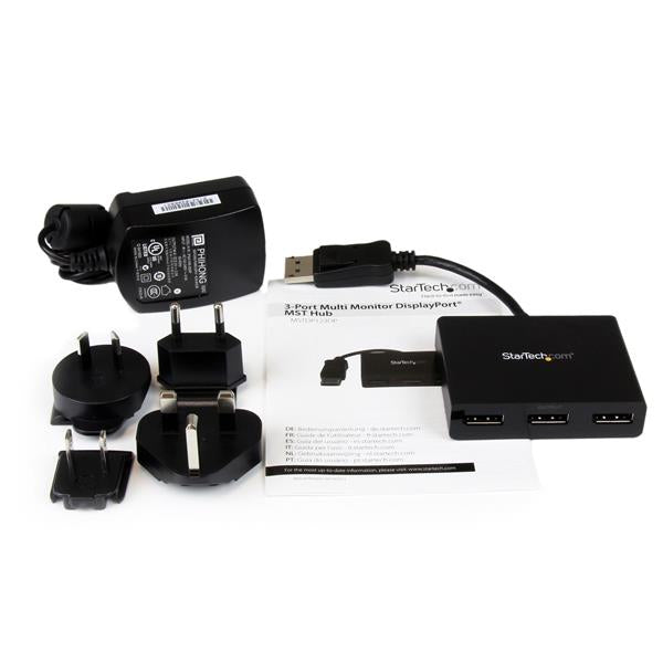 STARTECH 3-Port Multi Monitor Adapter - DisplayPort 1.2 MST Hub - Dual 4K 30Hz & 1x 1080p - Video Splitter for Extended Desktop Mode on Windows PCs Only - DP to 3x DP Monitors (MSTDP123DP) (MSTDP123DP)