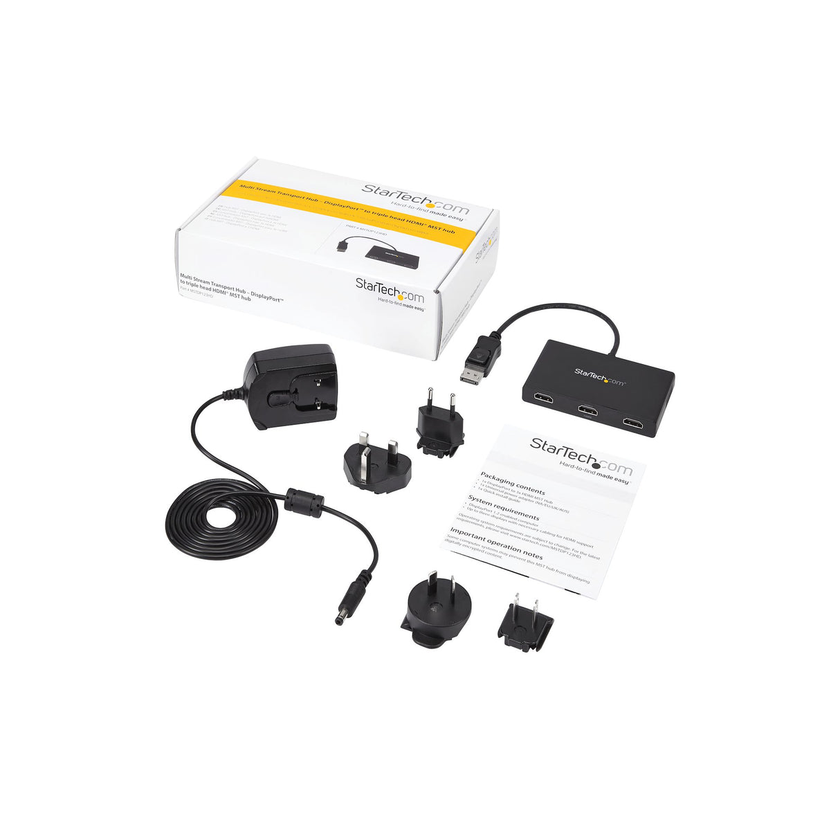 STARTECH 3-Port Multi Monitor Adapter - DisplayPort 1.2 to 3x HDMI MST Hub - Triple 1080p HDMI Monitors - Video Splitter for Extended Desktop Mode on Windows PCs Only - DP to 3x HDMI (MSTDP123HD) (MSTDP123HD)