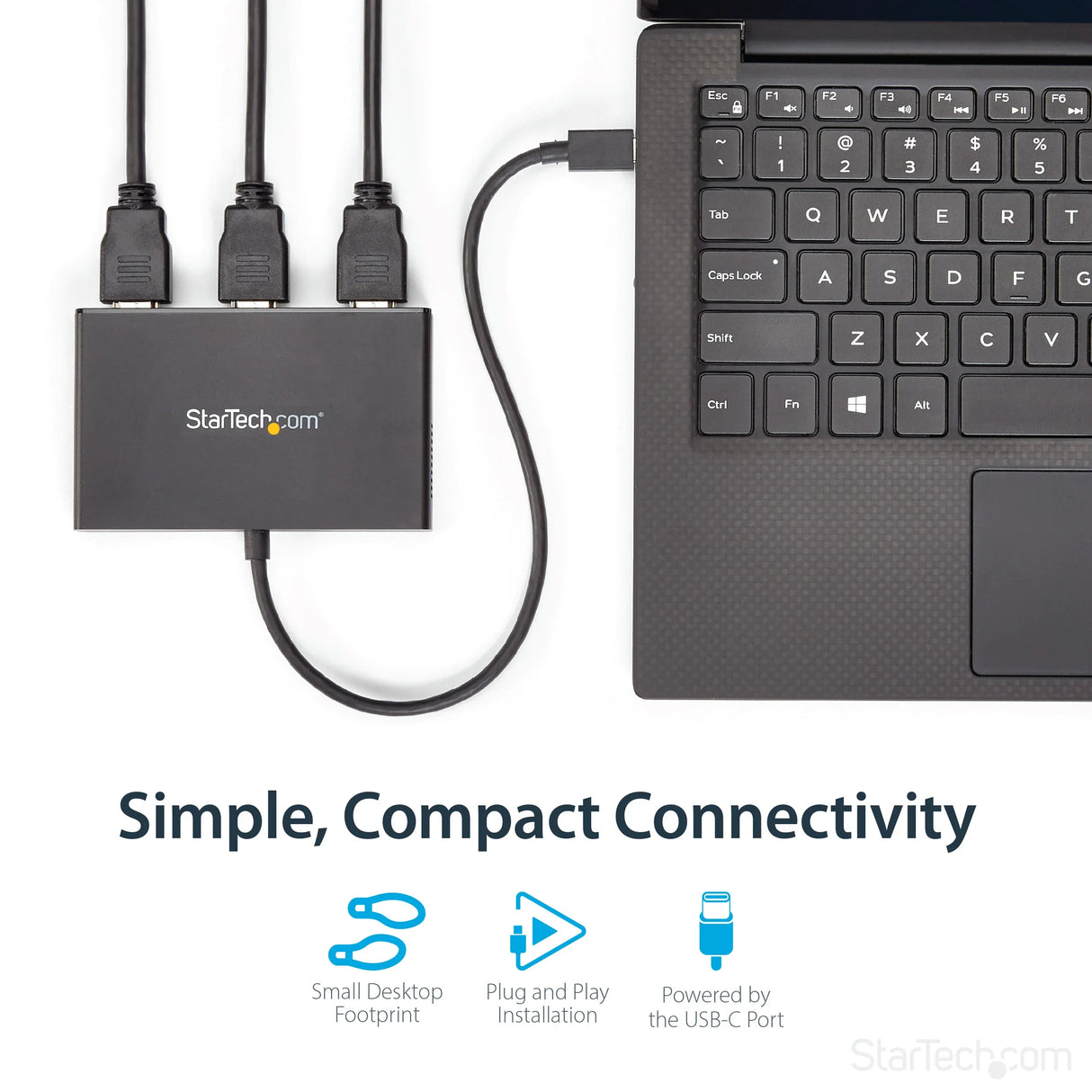 STARTECH 3-Port Multi Monitor Adapter - USB-C to 3x HDMI Video Splitter - USB Type-C to HDMI MST Hub - Dual 4K 30Hz or Triple 1080p - Thunderbolt 3 Compatible | Windows Only (MSTCDP123HD) (MSTCDP123HD)