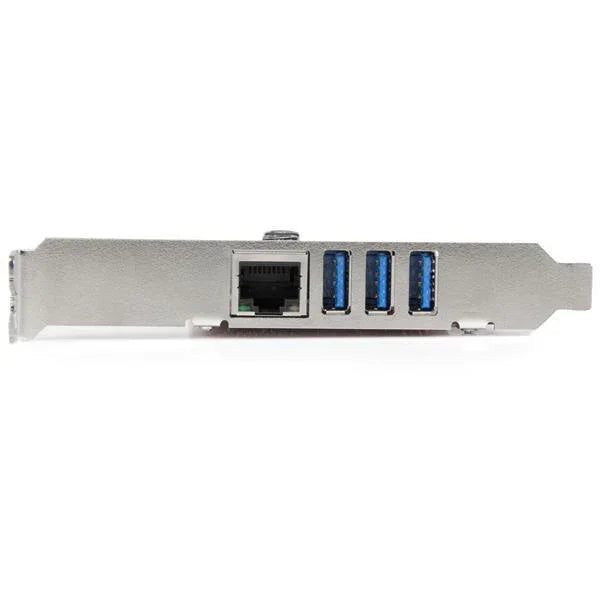 STARTECH 3 Port PCI Express USB 3.0 Card + Gigabit Ethernet - Fits Standard & Low-Profile PCs - UASP Supported - Optional SATA Power (PEXUSB3S3GE)