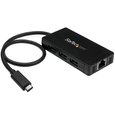 STARTECH 3 Port USB C Hub with Ethernet - USB-C to 3x USB-A w| Power Adapter & Gigabit Ethernet - Thunderbolt 3 Compatible - USB C Network Adapter (HB30C3A1GE) (HB30C3A1GE)
