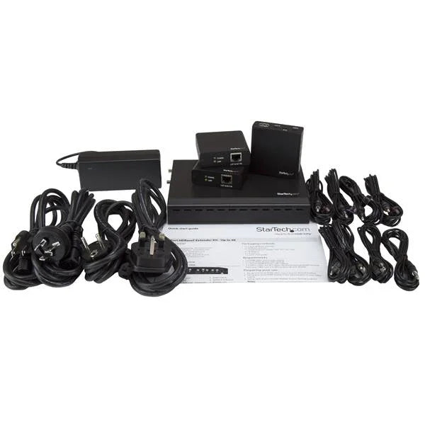 STARTECH 3 Way HDMI Splitter - HDBaseT Extender Kit w| 3 Receivers - 1x3 HDMI over CAT5e | CAT6 Splitter - 3 Port HDBaseT HDMI Extender - Up to 4K (ST124HDBT) (ST124HDBT)