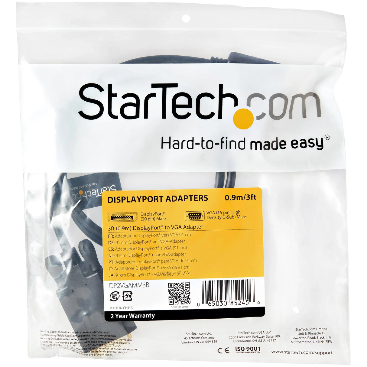 STARTECH 3ft (1m) DisplayPort to VGA Cable - Active DisplayPort to VGA Adapter Cable - 1080p Video - DP to VGA Monitor Cable - DP 1.2 to VGA Converter - Latching DP Connector (DP2VGAMM3B) (DP2VGAMM3B)