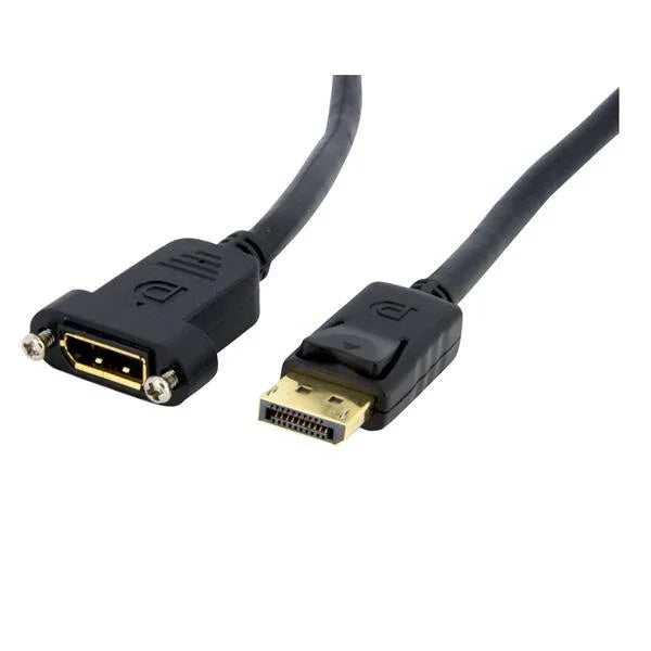 STARTECH 3ft (1m) Panel Mount DisplayPort Cable - 4K x 2K - DisplayPort 1.2 Extension Cable Male to Female - DP Video Extender Cord with Panel Mount DP Connector - DP Monitor Cable (DPPNLFM3) (DPPNLFM3)