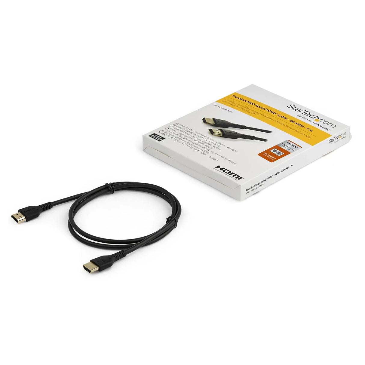 STARTECH 3ft (1m) Premium Certified HDMI 2.0 Cable with Ethernet - Durable High Speed UHD 4K 60Hz HDR - Rugged M|M HDMI Cord with Aramid Fiber - TPE - Ultra HD Monitors | TVs & Displays (RHDMM1MP) (RHDMM1MP)