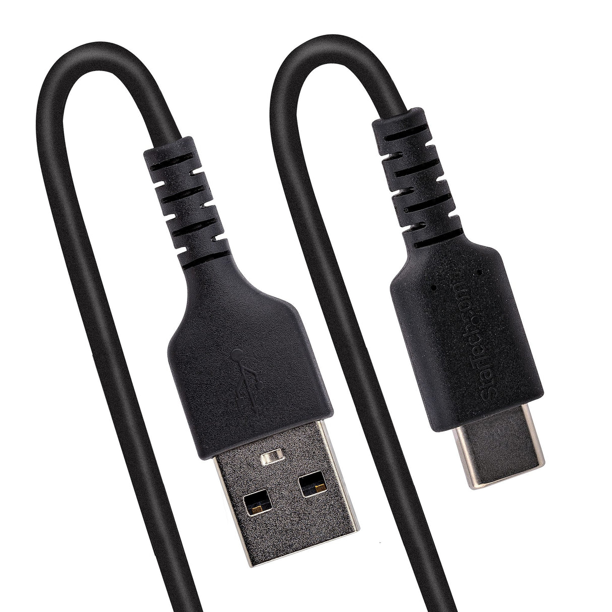 STARTECH 3ft (1m) USB A to C Charging Cable | Coiled Heavy Duty Fast Charge & Sync USB-C Cable | USB 2.0 A to Type-C Cable | Rugged Aramid Fiber | Durable Male to Male USB | Black (R2ACC-1M-USB-CABLE) (R2ACC-1M-USB-CABLE)