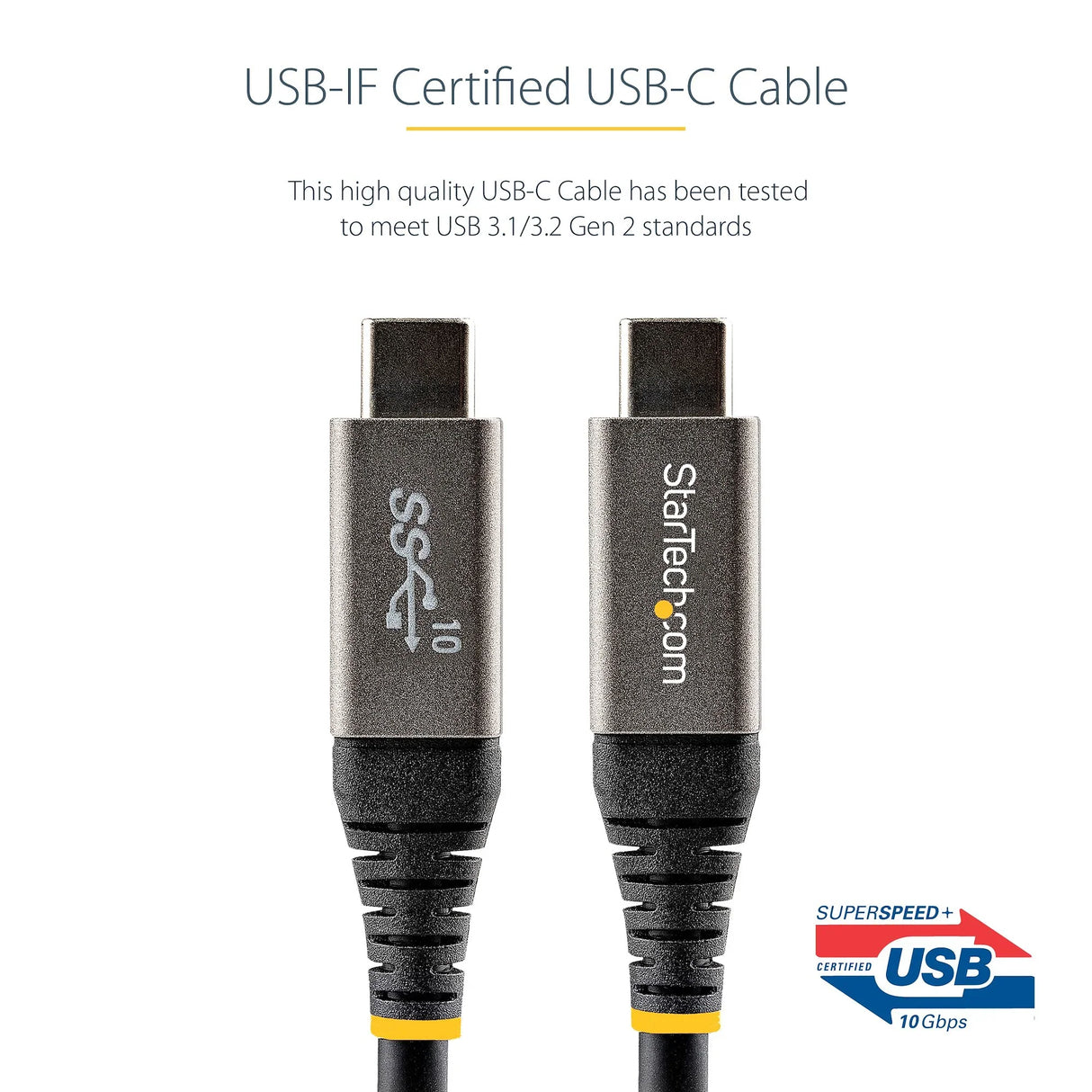 STARTECH 3ft (1m) USB C Cable 10Gbps - USB-IF Certified USB-C Cable - USB 3.2 Gen 2 Type-C Cable - 100W (5A) Power Delivery Charging | DP Alt Mode - USB C to C Cord - Charge & Sync (USB31CCV1M) (USB31CCV1M)