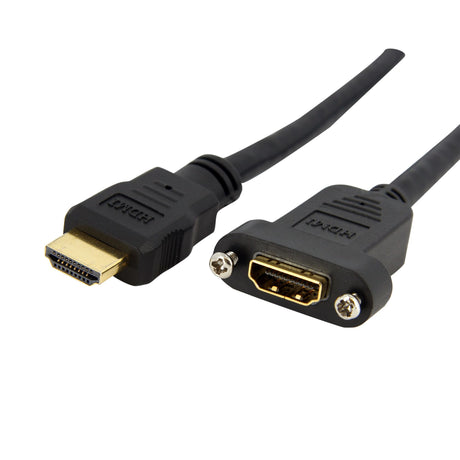 STARTECH 3ft HDMI Female to Male Adapter | 4K High Speed Panel Mount HDMI Cable | 4K 30Hz UHD HDMI | 10.2 Gbps Bandwdith | 4K HDMI Female to HDMI Male Panel Mount Connector Cable (HDMIPNLFM3) (HDMIPNLFM3)