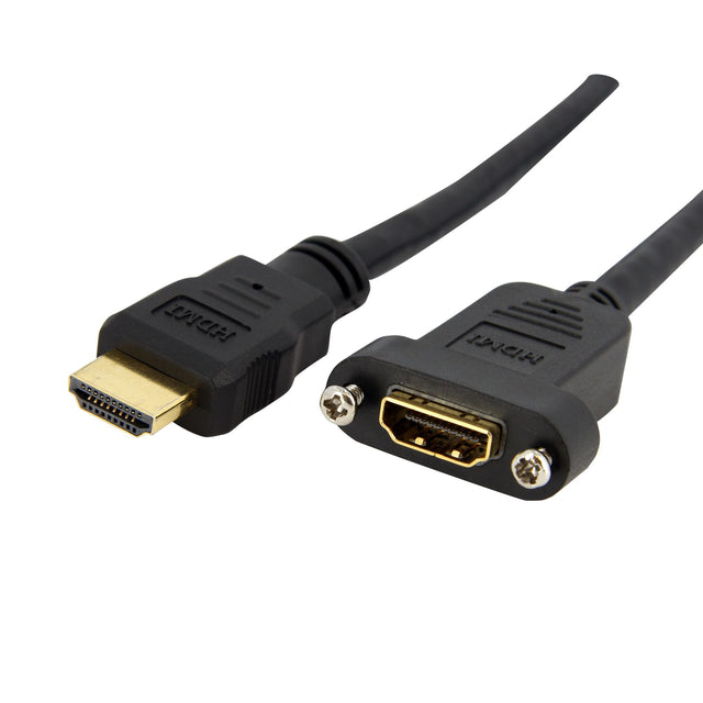 STARTECH 3ft HDMI Female to Male Adapter | 4K High Speed Panel Mount HDMI Cable | 4K 30Hz UHD HDMI | 10.2 Gbps Bandwdith | 4K HDMI Female to HDMI Male Panel Mount Connector Cable (HDMIPNLFM3) (HDMIPNLFM3)