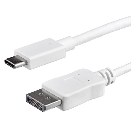 STARTECH 3ft|1m USB C to DisplayPort 1.2 Cable 4K 60Hz - USB-C to DisplayPort Adapter Cable HBR2 - USB Type-C DP Alt Mode to DP Monitor Video Cable - Works w| Thunderbolt 3 - White (CDP2DPMM1MW) (CDP2DPMM1MW)