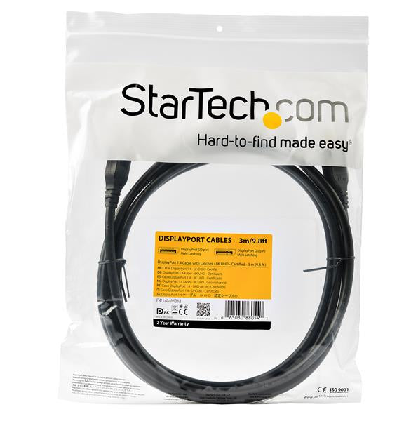 STARTECH 3m VESA Certified DisplayPort 1.4 Cable - 8K 60Hz HBR3 HDR - 10ft Super UHD DisplayPort to DisplayPort Monitor Cord - Ultra HD 4K 120Hz DP 1.4 Slim Video Cable M|M DP Connector (DP14MM3M) (DP14MM3M)