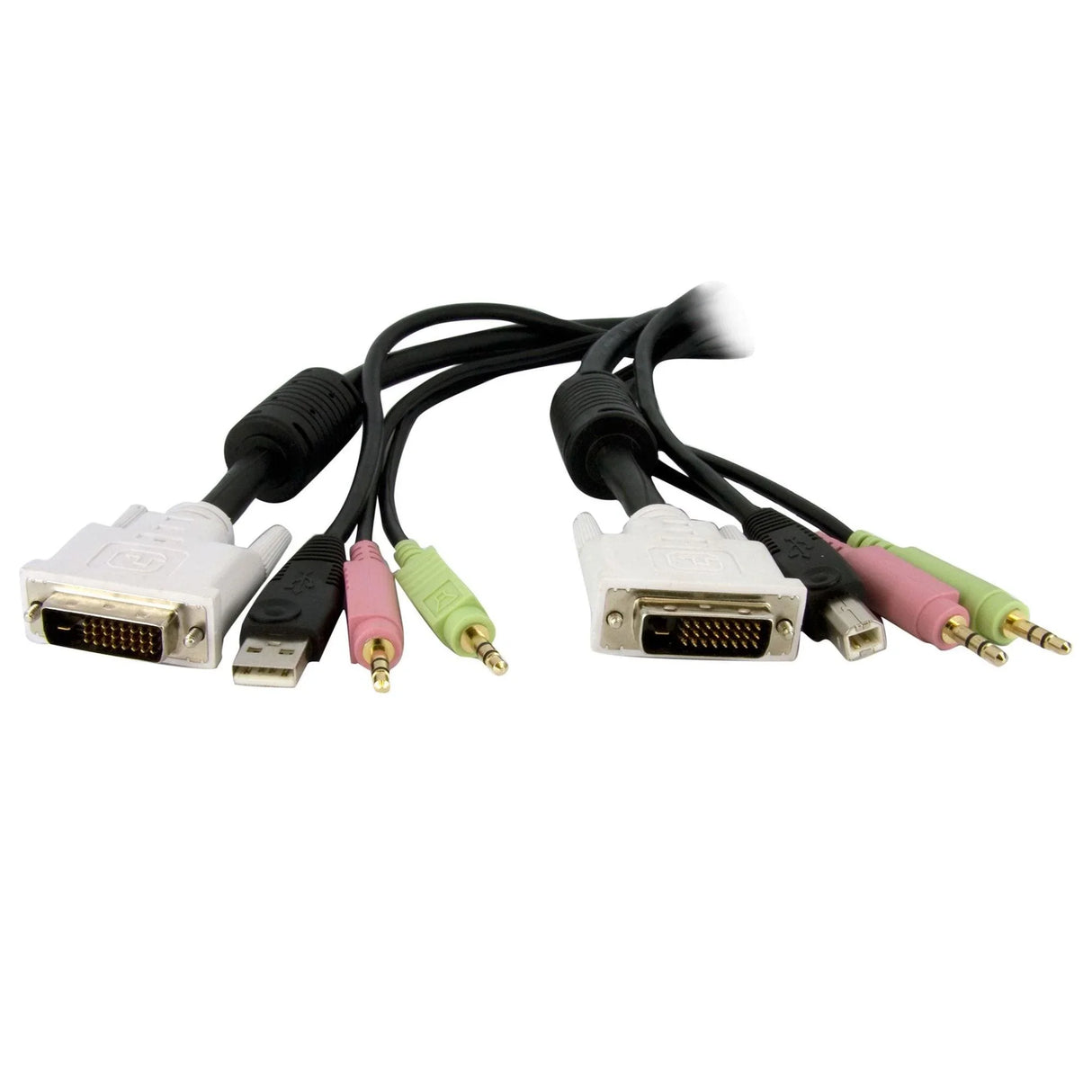 STARTECH 4-in-1 Cable for KVMs with Dual Link DVI and USB - Audio & Microphone Cables Built-in - 6ft (2m) (DVID4N1USB6) (DVID4N1USB6)
