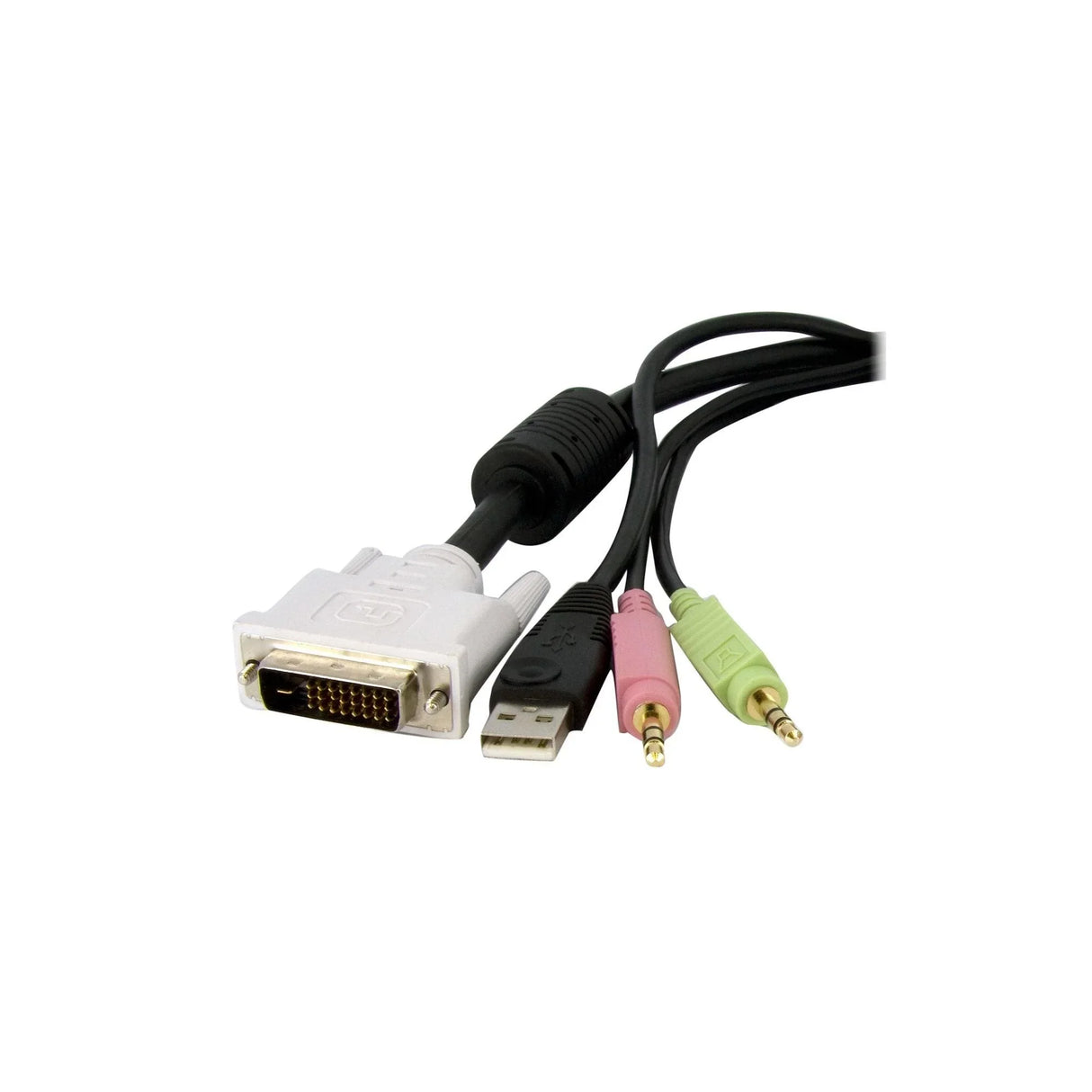 STARTECH 4-in-1 Cable for KVMs with Dual Link DVI and USB - Audio & Microphone Cables Built-in - 6ft (2m) (DVID4N1USB6) (DVID4N1USB6)