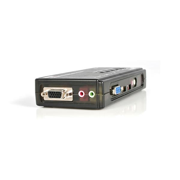 STARTECH 4 Port Black USB KVM Switch Kit with Cables and Audio - desktop KVM Switch - VGA KVM Switch - USB KVM Switch 4 Port (SV411KUSB)