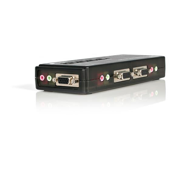 STARTECH 4 Port Black USB KVM Switch Kit with Cables and Audio - desktop KVM Switch - VGA KVM Switch - USB KVM Switch 4 Port (SV411KUSB)