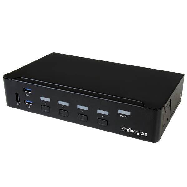 STARTECH 4 Port DisplayPort KVM Switch - DP KVM Switch with Audio and Built-in USB 3.0 Hub for Peripherals - 4K 30Hz (SV431DPU3A2) (SV431DPU3A2)