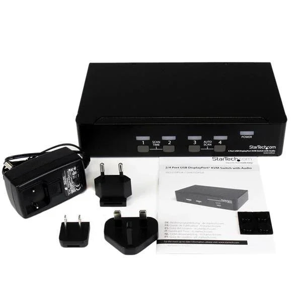 STARTECH 4 Port DisplayPort KVM Switch w| Audio - USB | Keyboard | Video | Mouse | Computer Switch Box for 2560x1600 DP Monitor (SV431DPUA) (SV431DPUA)