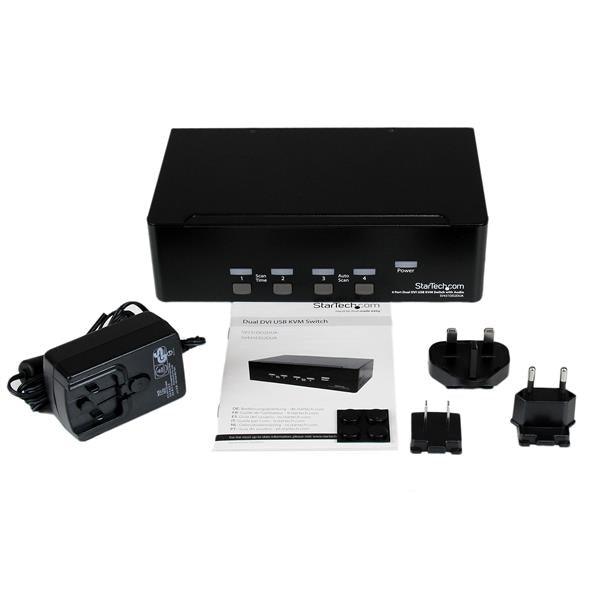 STARTECH 4 Port Dual DVI USB KVM Switch with Audio & USB 2.0 Hub (SV431DD2DUA)