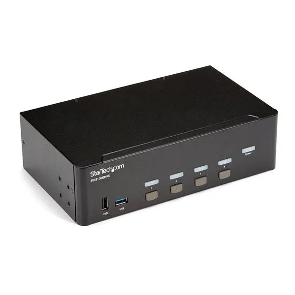 STARTECH 4-Port Dual Monitor HDMI KVM Switch with Audio & USB 3.0 hub - 4K 30Hz - 4 PC Mac Computer KVM Switch Box for HDMI Display (SV431DHD4KU) (SV431DHD4KU)