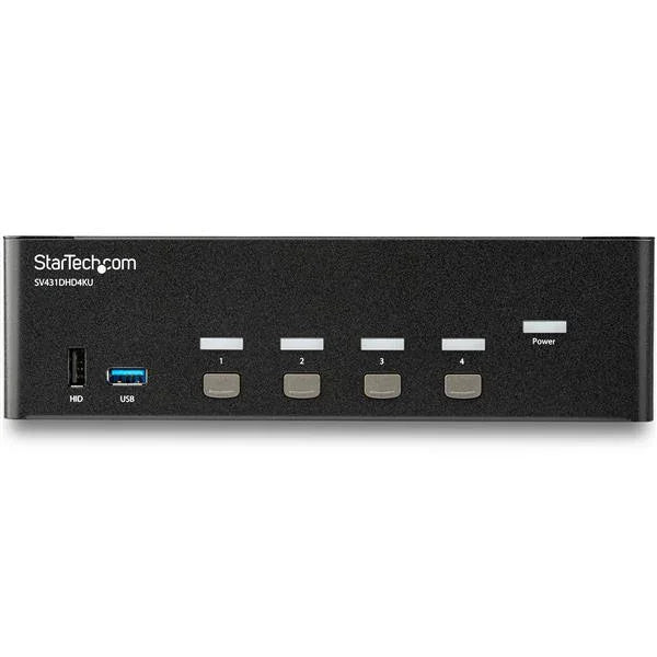 STARTECH 4-Port Dual Monitor HDMI KVM Switch with Audio & USB 3.0 hub - 4K 30Hz - 4 PC Mac Computer KVM Switch Box for HDMI Display (SV431DHD4KU) (SV431DHD4KU)