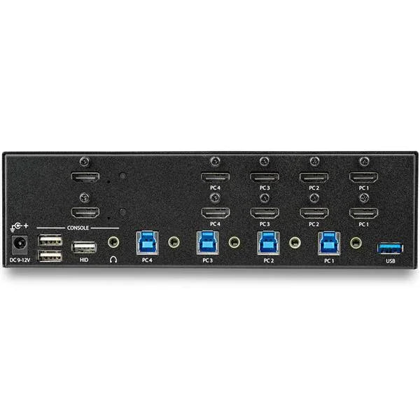 STARTECH 4-Port Dual Monitor HDMI KVM Switch with Audio & USB 3.0 hub - 4K 30Hz - 4 PC Mac Computer KVM Switch Box for HDMI Display (SV431DHD4KU) (SV431DHD4KU)