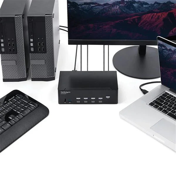 STARTECH 4-Port Dual Monitor HDMI KVM Switch with Audio & USB 3.0 hub - 4K 30Hz - 4 PC Mac Computer KVM Switch Box for HDMI Display (SV431DHD4KU) (SV431DHD4KU)