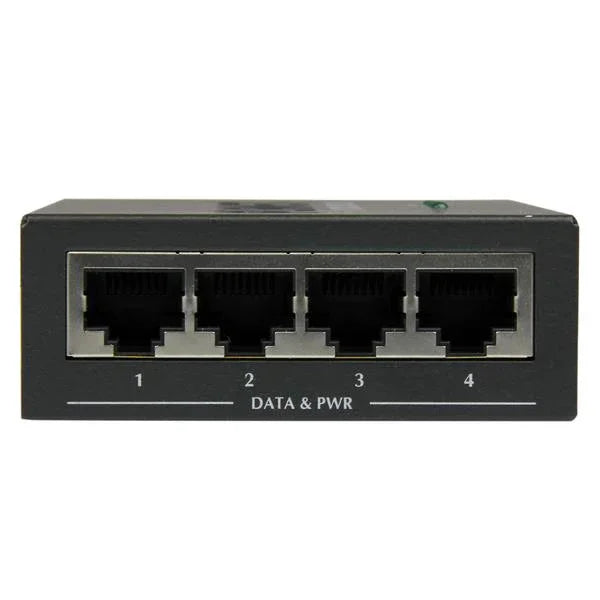 STARTECH 4 Port Gigabit Midspan - PoE+ Injector - 802.3at and 802.3af - Wall-mountable Power over Ethernet Midspan (POEINJ4G)