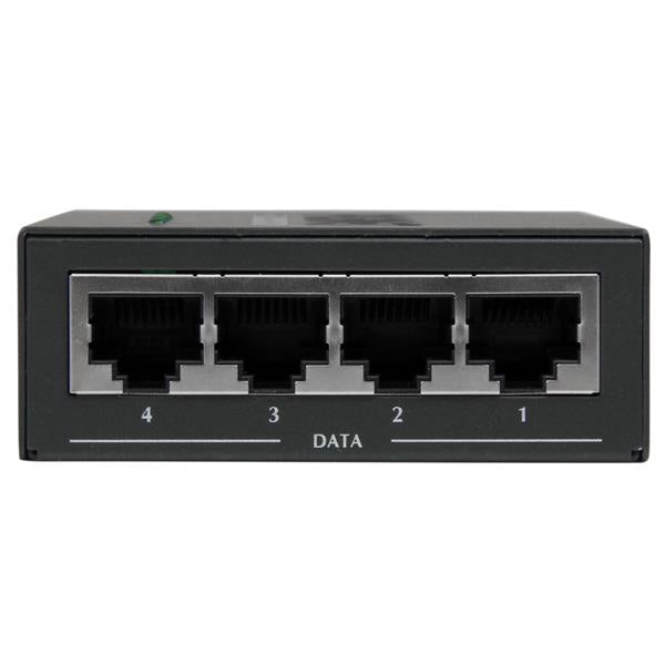 STARTECH 4 Port Gigabit Midspan - PoE+ Injector - 802.3at and 802.3af - Wall-mountable Power over Ethernet Midspan (POEINJ4G)