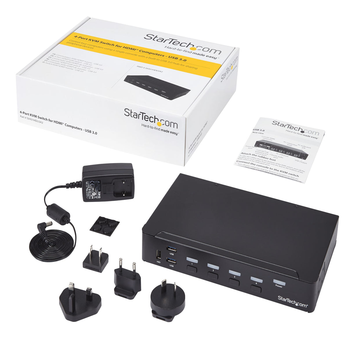 STARTECH 4 Port HDMI KVM - HDMI KVM Switch - 1080p - USB 3.0 & Audio Support - KVM Video Switch (SV431HDU3A2) (SV431HDU3A2)