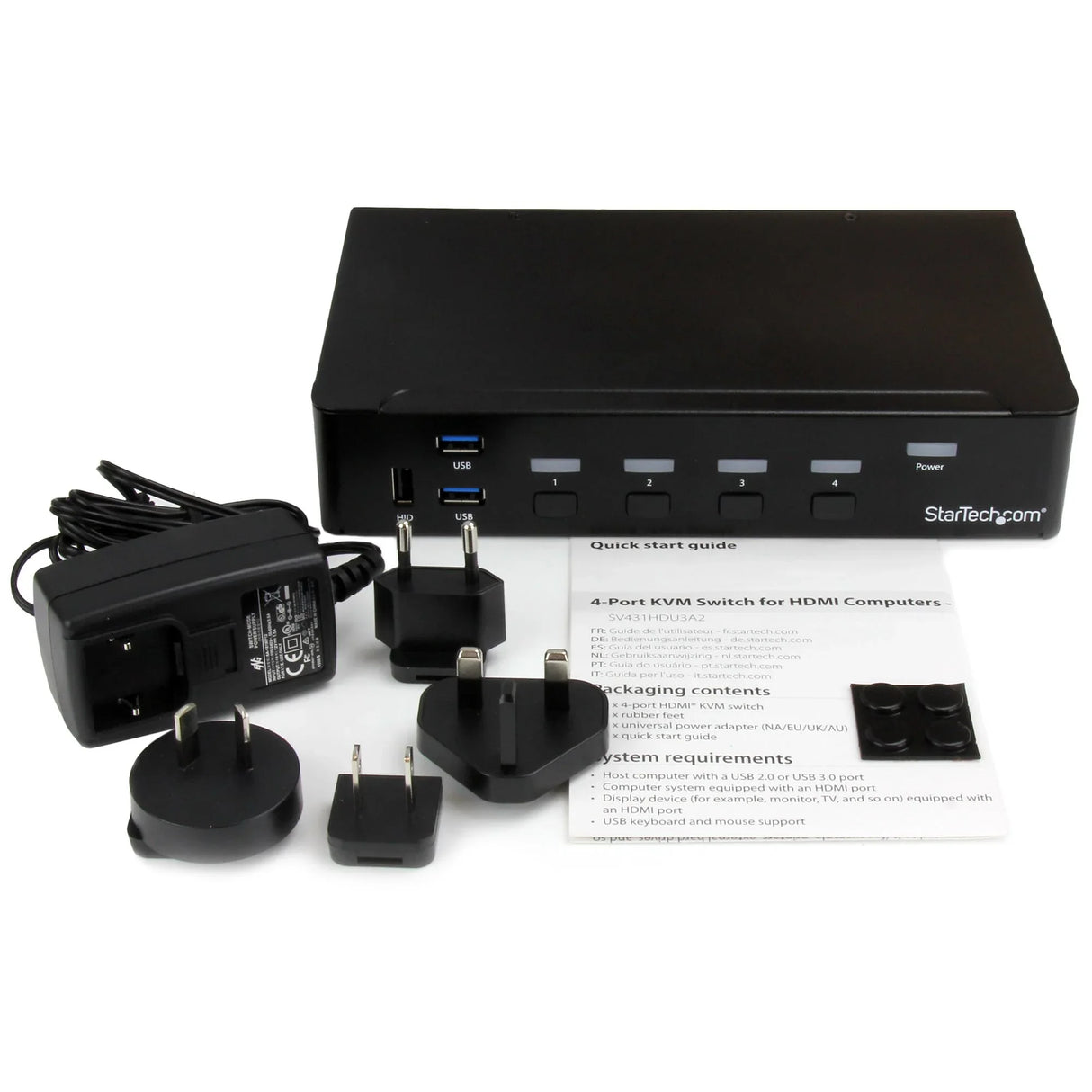 STARTECH 4 Port HDMI KVM - HDMI KVM Switch - 1080p - USB 3.0 & Audio Support - KVM Video Switch (SV431HDU3A2) (SV431HDU3A2)