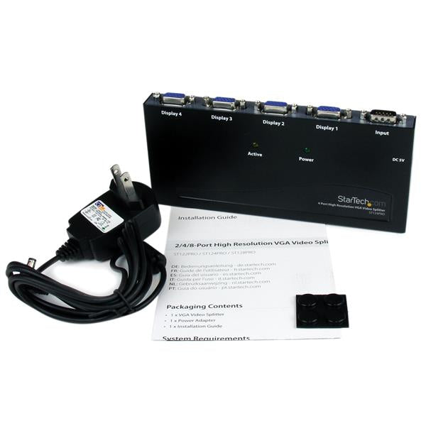STARTECH 4 Port High Resolution VGA Video Splitter - 350 MHz (ST124PRO)