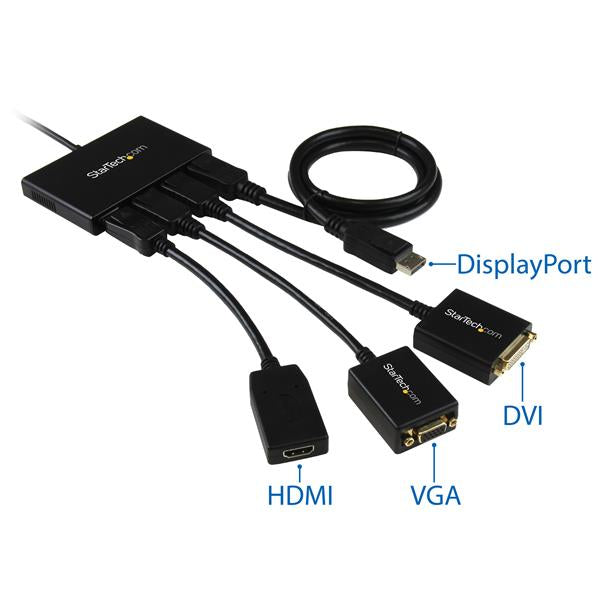 STARTECH 4-Port Multi Monitor Adapter - DisplayPort 1.2 MST Hub - 4x 1080p - DisplayPort Video Splitter for Extended Desktop Mode on Windows PCs Only - DP to Quad DP Monitors (MSTDP124DP) (MSTDP124DP)