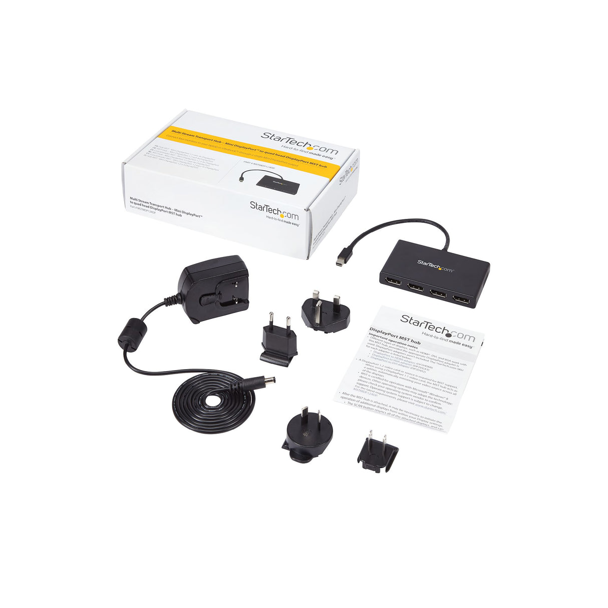 STARTECH 4-Port Multi Monitor Adapter - Mini DisplayPort to DisplayPort MST Hub - 4x 1080p - Video Splitter for Extended Desktop Mode on Windows PCs Only - mDP to Quad DP Monitors (MSTMDP124DP) (MSTMDP124DP)