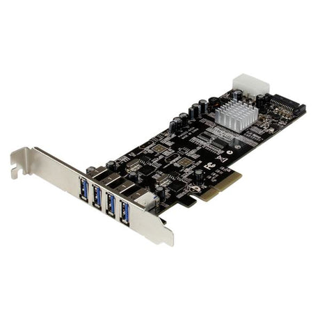 STARTECH 4 Port PCI Express (PCIe) SuperSpeed USB 3.0 Card Adapter w| 2 Dedicated 5Gbps Channels - UASP - SATA | LP4 Power (PEXUSB3S42V)