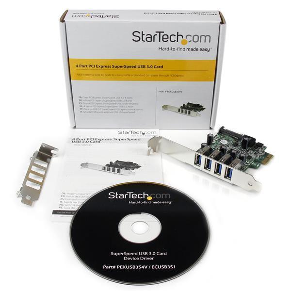 STARTECH 4 Port PCI Express PCIe SuperSpeed USB 3.0 Controller Card Adapter with UASP - SATA Power - USB 3 PCIe Card (PEXUSB3S4V)