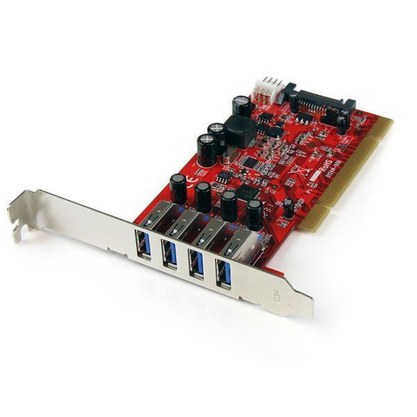 STARTECH 4 Port PCI SuperSpeed USB 3.0 Adapter Card with SATA|SP4 Power - Quad Port PCI USB 3 Controller Card (PCIUSB3S4)