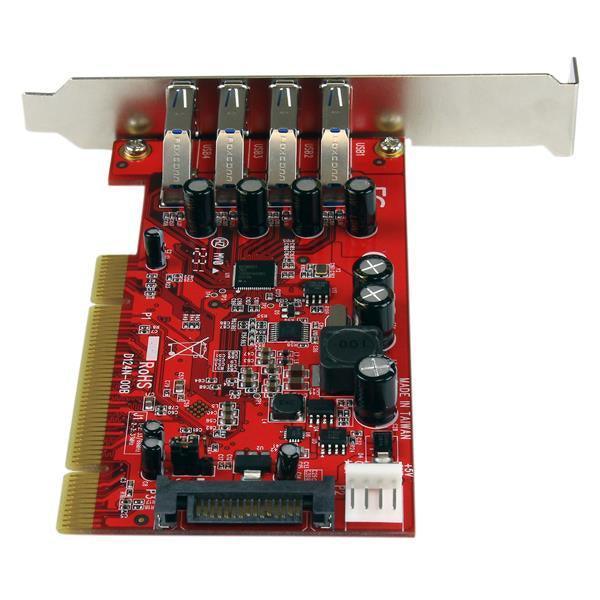 STARTECH 4 Port PCI SuperSpeed USB 3.0 Adapter Card with SATA|SP4 Power - Quad Port PCI USB 3 Controller Card (PCIUSB3S4)