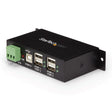 STARTECH 4-Port USB 2.0 Hub - Metal Industrial USB-A Hub - Din Rail | Wall or Desk Mountable USB Data Hub - TAA Compliant USB Expander Hub (ST4200USBM) (ST4200USBM)