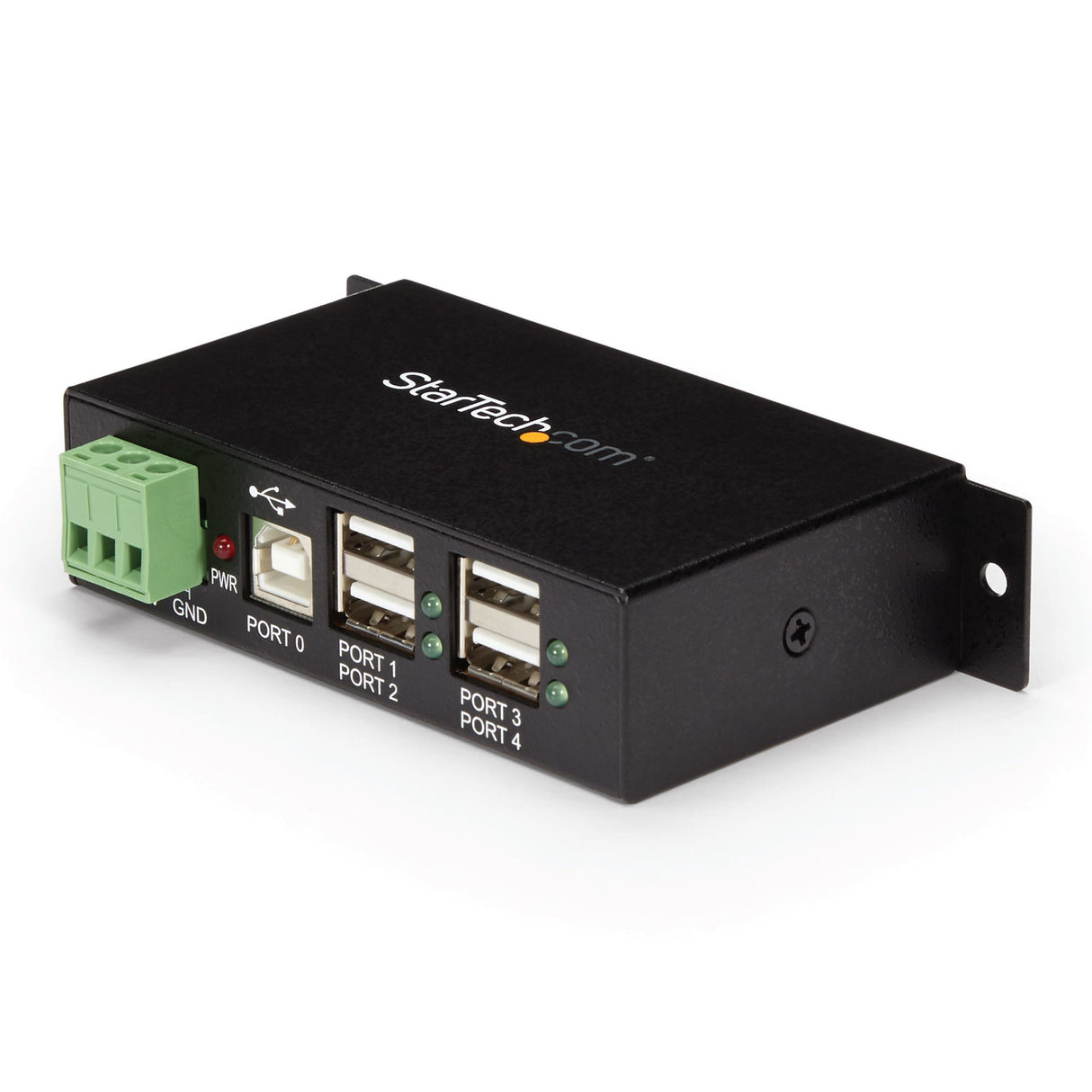 STARTECH 4-Port USB 2.0 Hub - Metal Industrial USB-A Hub - Din Rail | Wall or Desk Mountable USB Data Hub - TAA Compliant USB Expander Hub (ST4200USBM) (ST4200USBM)