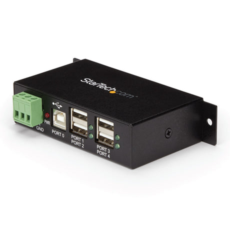 STARTECH 4-Port USB 2.0 Hub - Metal Industrial USB-A Hub - Din Rail | Wall or Desk Mountable USB Data Hub - TAA Compliant USB Expander Hub (ST4200USBM) (ST4200USBM)