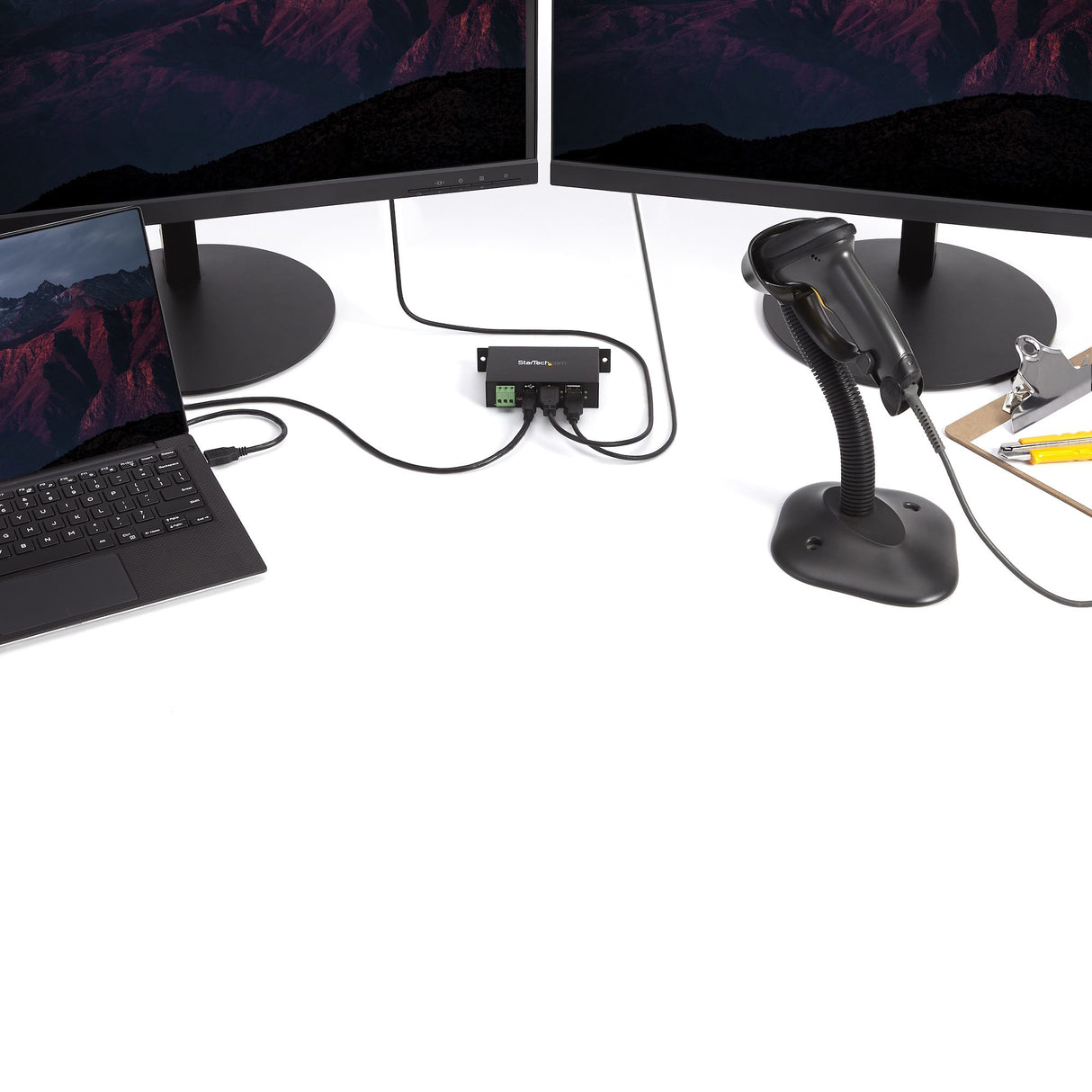 STARTECH 4-Port USB 2.0 Hub - Metal Industrial USB-A Hub - Din Rail | Wall or Desk Mountable USB Data Hub - TAA Compliant USB Expander Hub (ST4200USBM) (ST4200USBM)