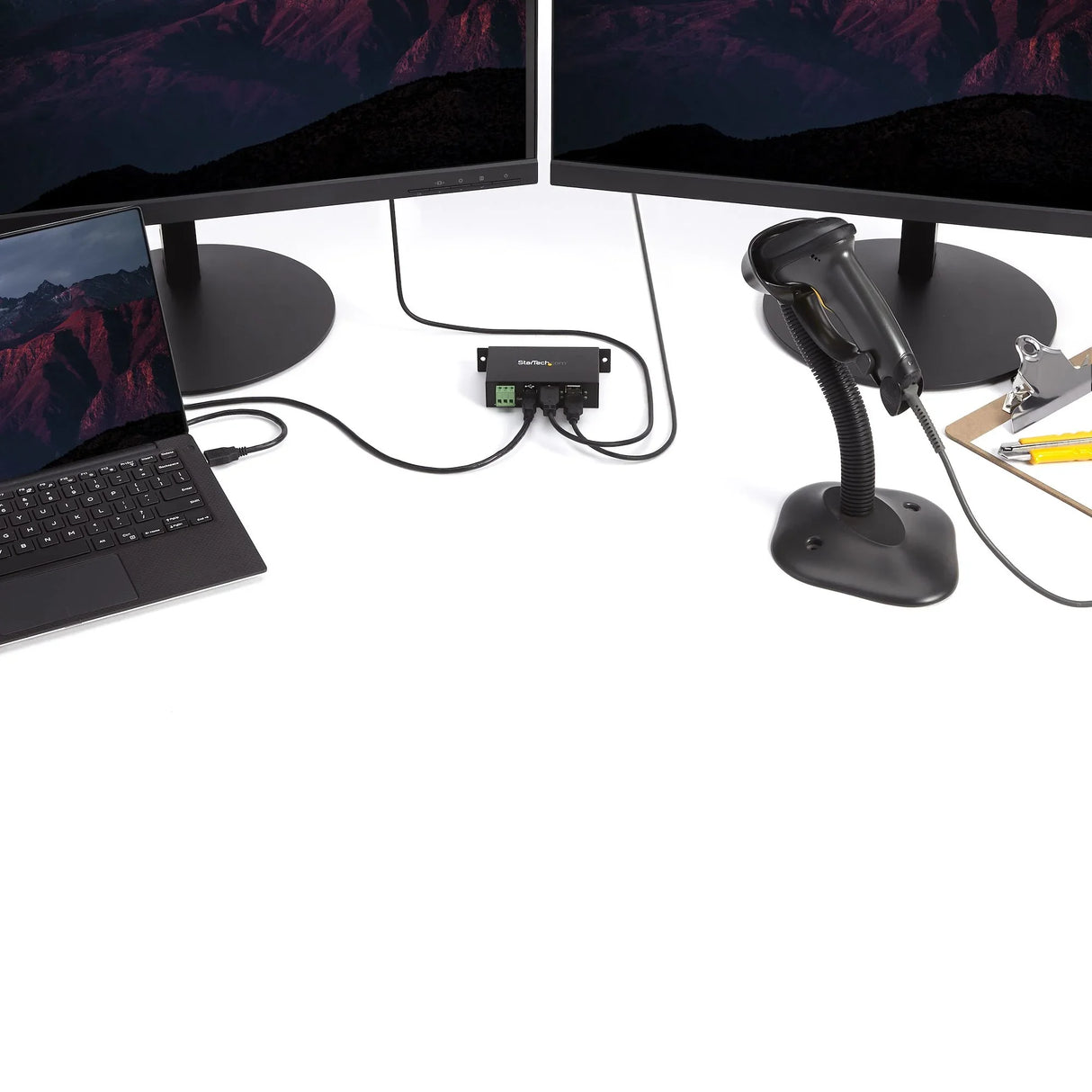 STARTECH 4-Port USB 2.0 Hub - Metal Industrial USB-A Hub - Din Rail | Wall or Desk Mountable USB Data Hub - TAA Compliant USB Expander Hub (ST4200USBM) (ST4200USBM)